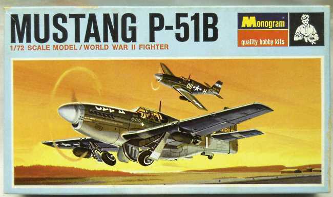 Monogram 1/72 TWO P-51B Mustang - Blue Box Issue, PA143-70 plastic model kit